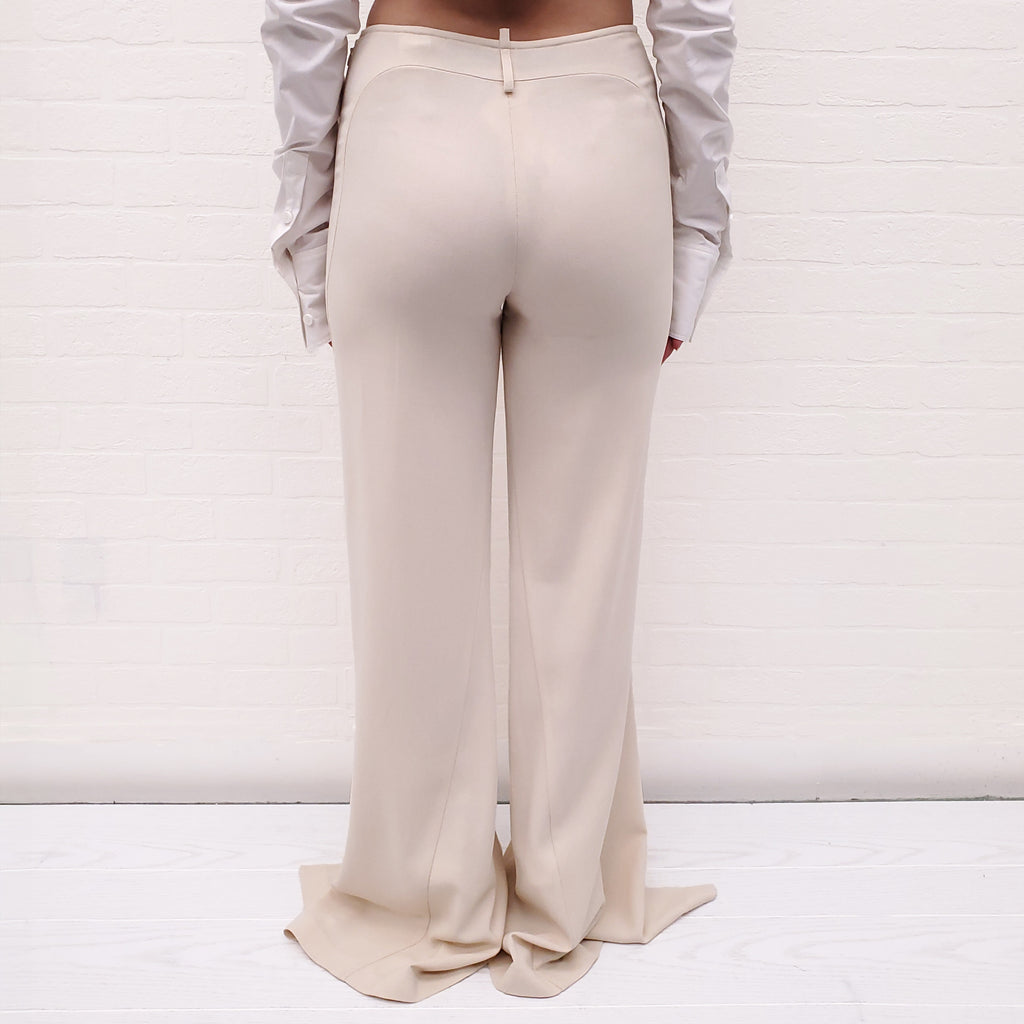 JACQUEMUS CREAM WIDE LEG PANTS - SIZE 34