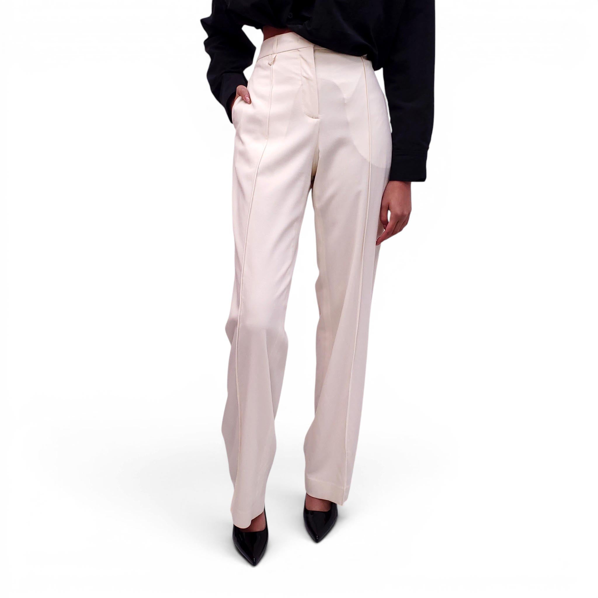JACQUEMUS CREAM 'LE PAPIER' TROUSERS - SIZE 40