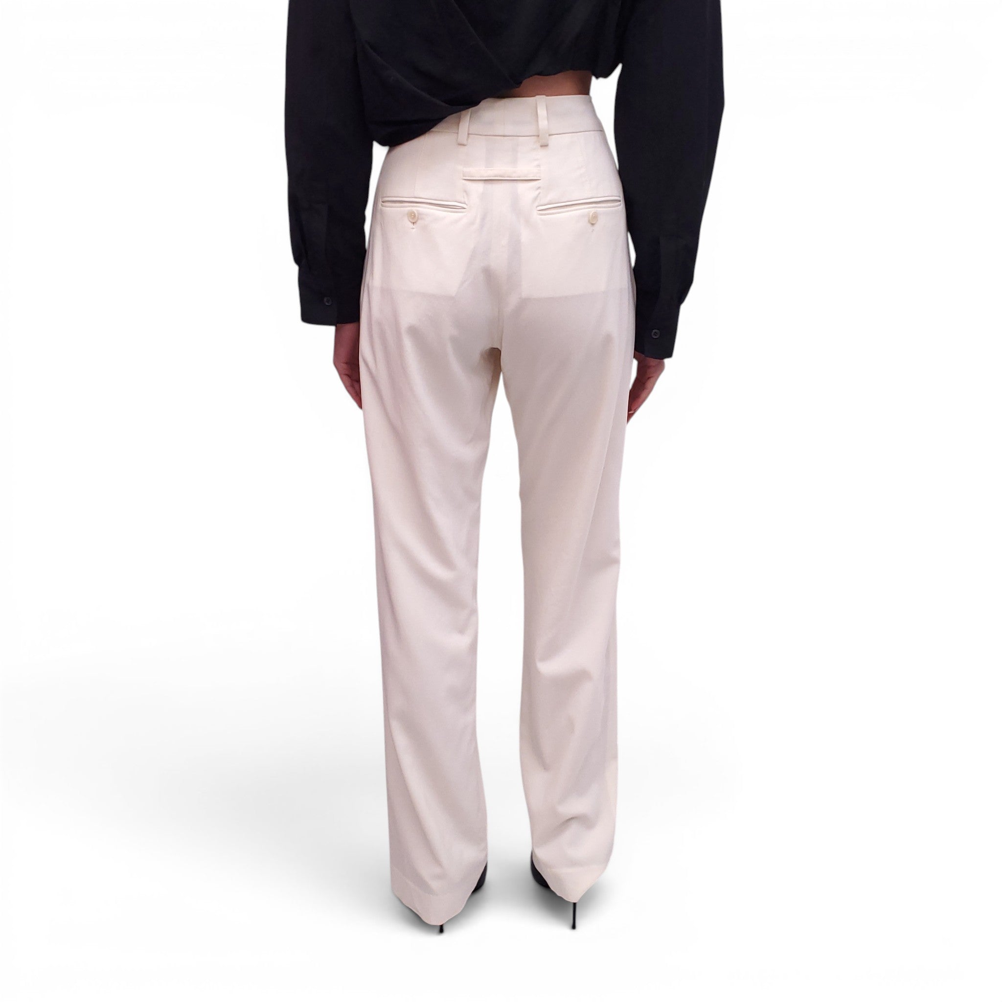 JACQUEMUS CREAM 'LE PAPIER' TROUSERS - SIZE 40
