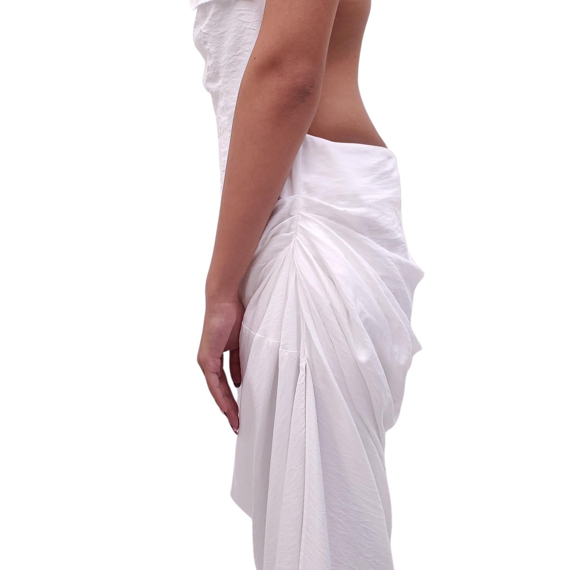 JACQUEMUS 'LES SCULPTURES' WHITE RUCHED DRESS - SIZE 44