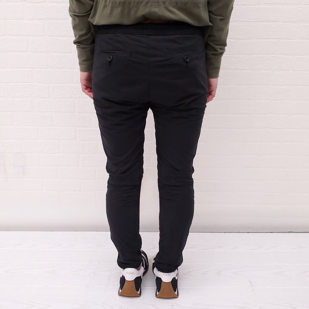 JAMES PERSE BLACK COTTON CARGO PANTS WITH DRAWSTRING - SIZE 0/XS