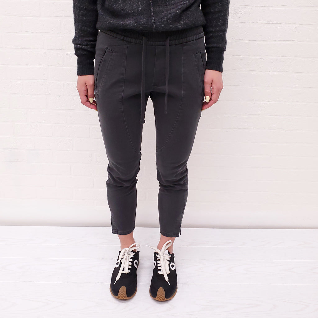 JAMES PERSE DARK GREY DRAWSTRING PANTS WITH SLITS - SIZE 0/XS