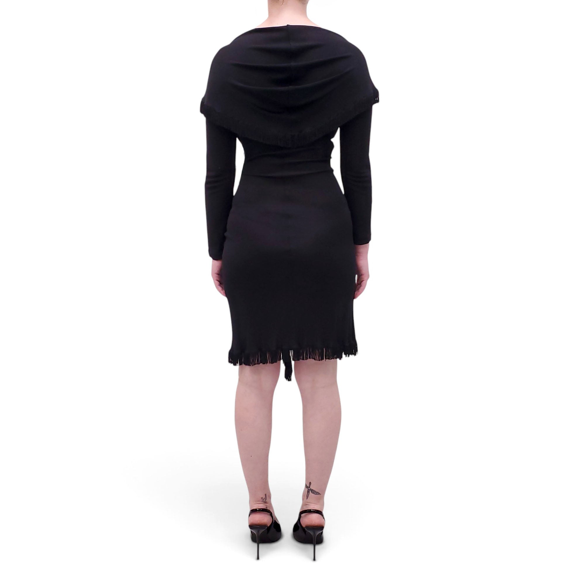 JEAN PAUL GAULTIER DRESS WITH FRINGE AND LEATHER BUCKLE DETAIL - SIZE 38