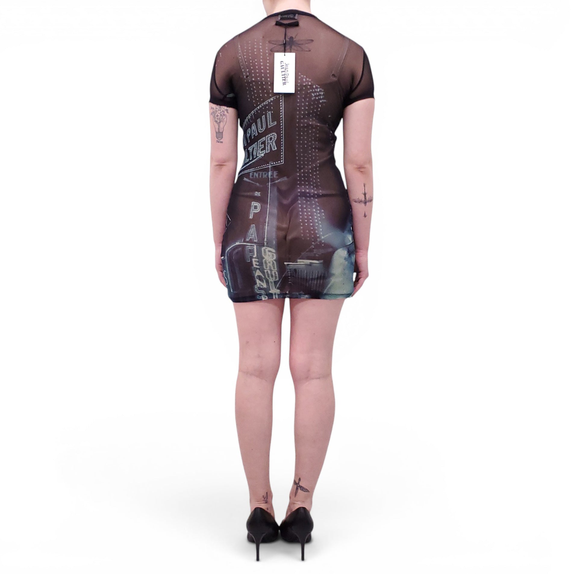 JEAN PAUL GAULTIER EIFFEL TOWER PRINT MINI DRESS - SIZE XS