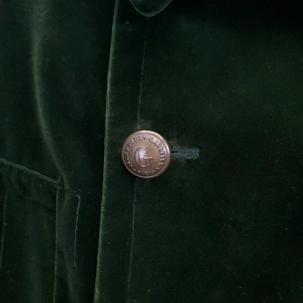 JEAN PAUL GAULTIER VELVET GREEN COAT - SIZE 44