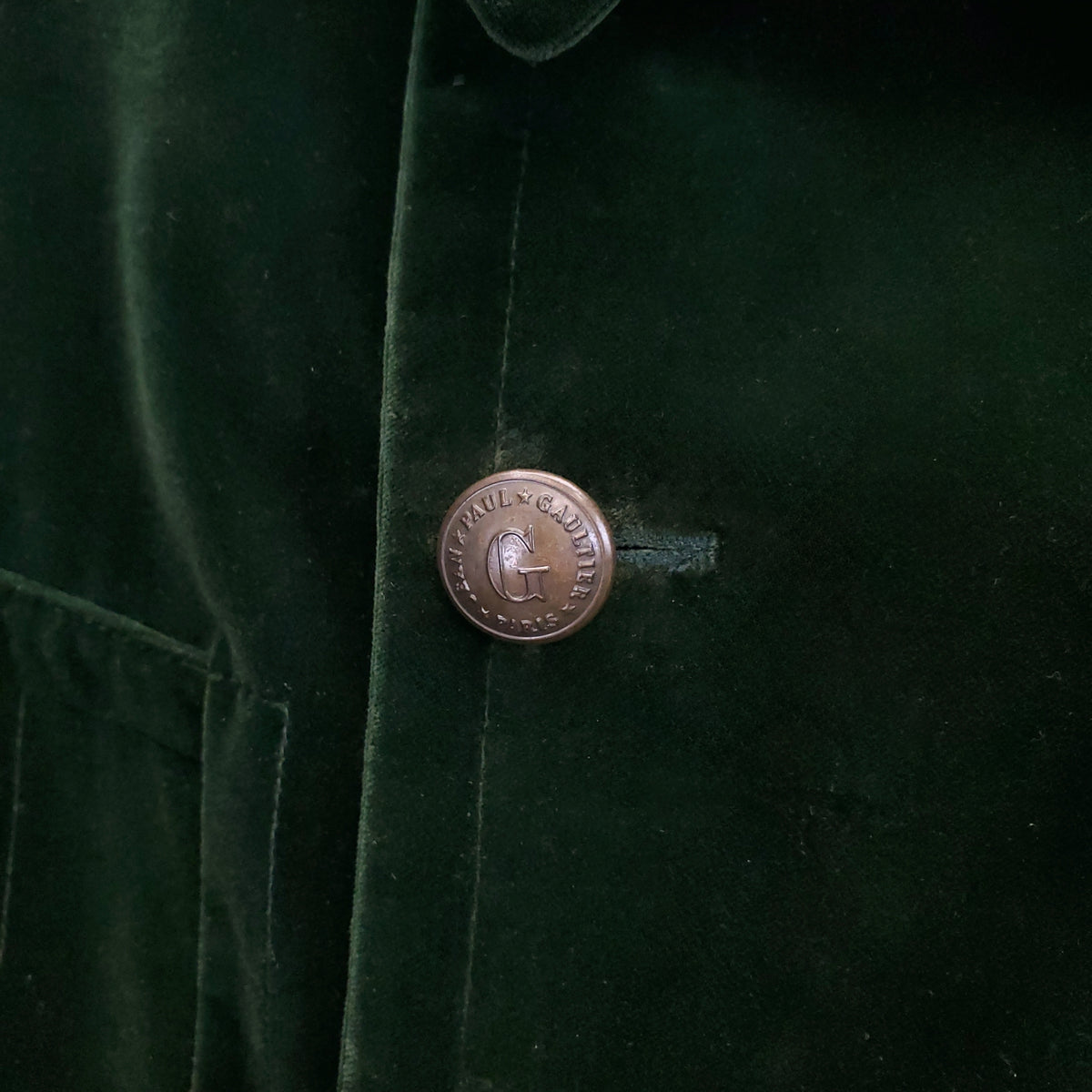 JEAN PAUL GAULTIER VELVET GREEN COAT - SIZE 44