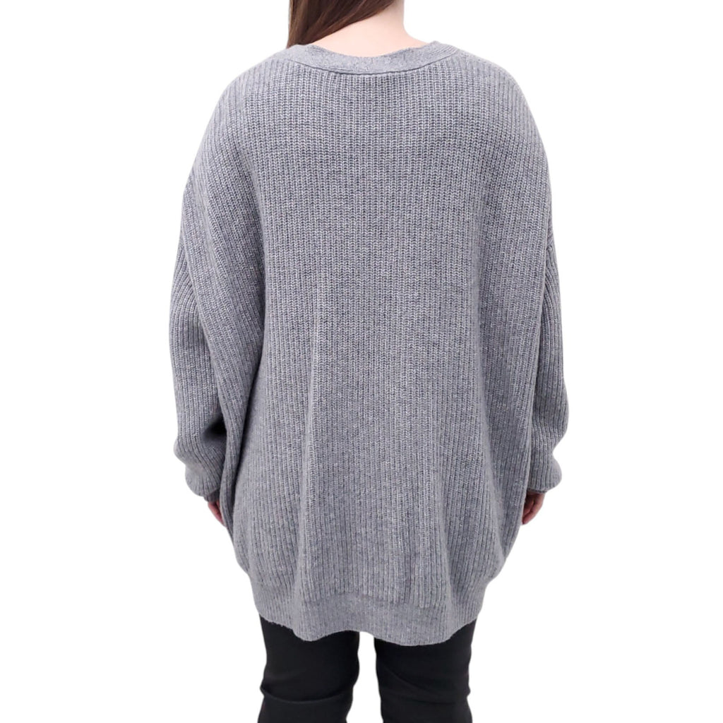 JENNI KAYNE GREY CASHMERE CARDIGAN - SIZE L