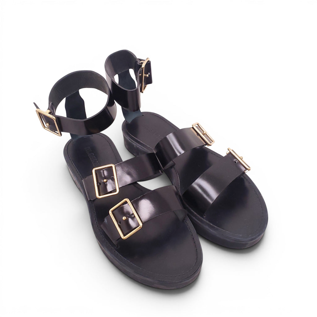 JIL SANDER BLACK BUCKLE SANDALS - SIZE 39