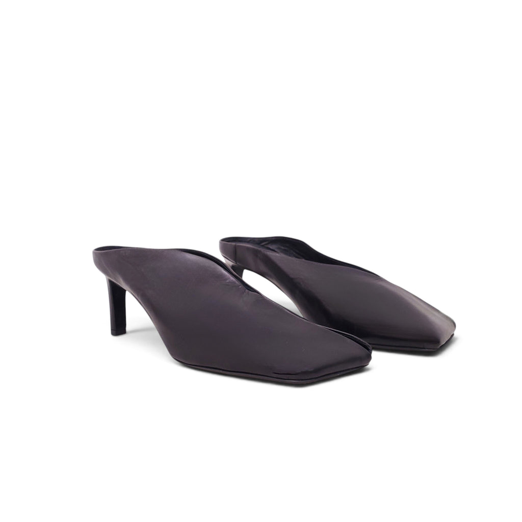 JIL SANDER BLACK LEATHER MULES - SIZE 38.5