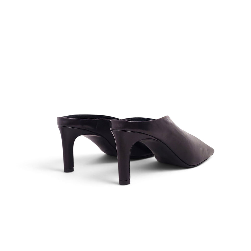 JIL SANDER BLACK LEATHER MULES - SIZE 38.5