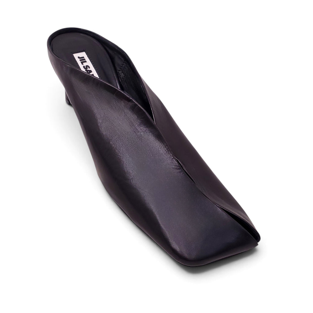 JIL SANDER BLACK LEATHER MULES - SIZE 38.5