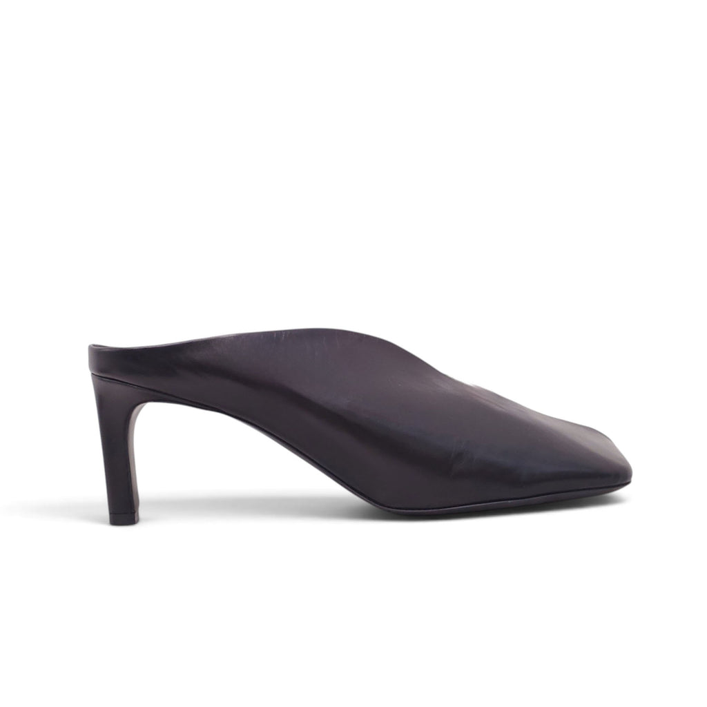 JIL SANDER BLACK LEATHER MULES - SIZE 38.5