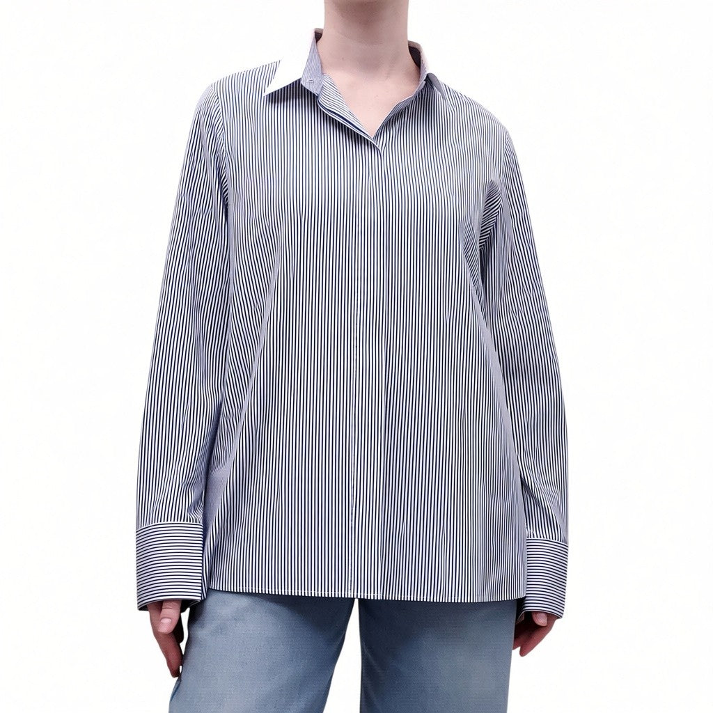 JIL SANDER BLUE STRIPED BLOUSE - SIZE 44