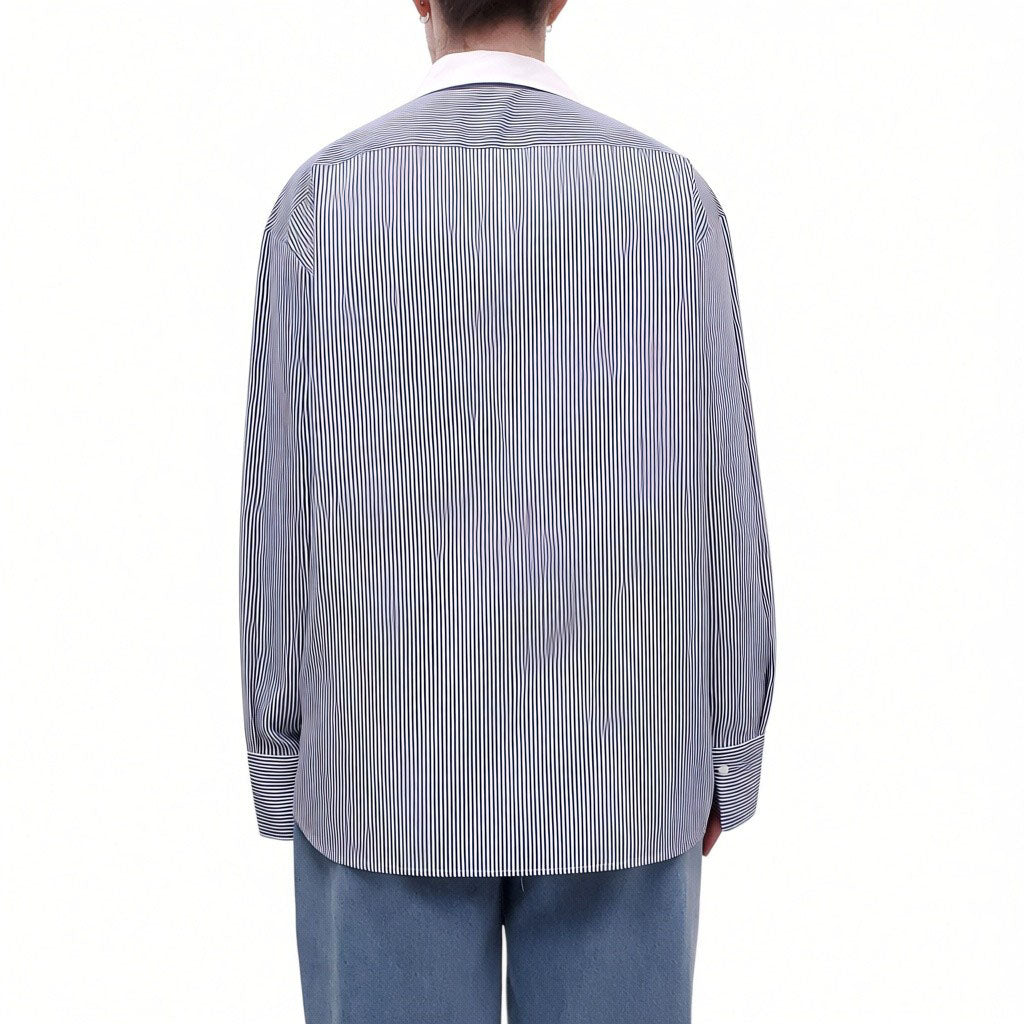 JIL SANDER BLUE STRIPED BLOUSE - SIZE 44
