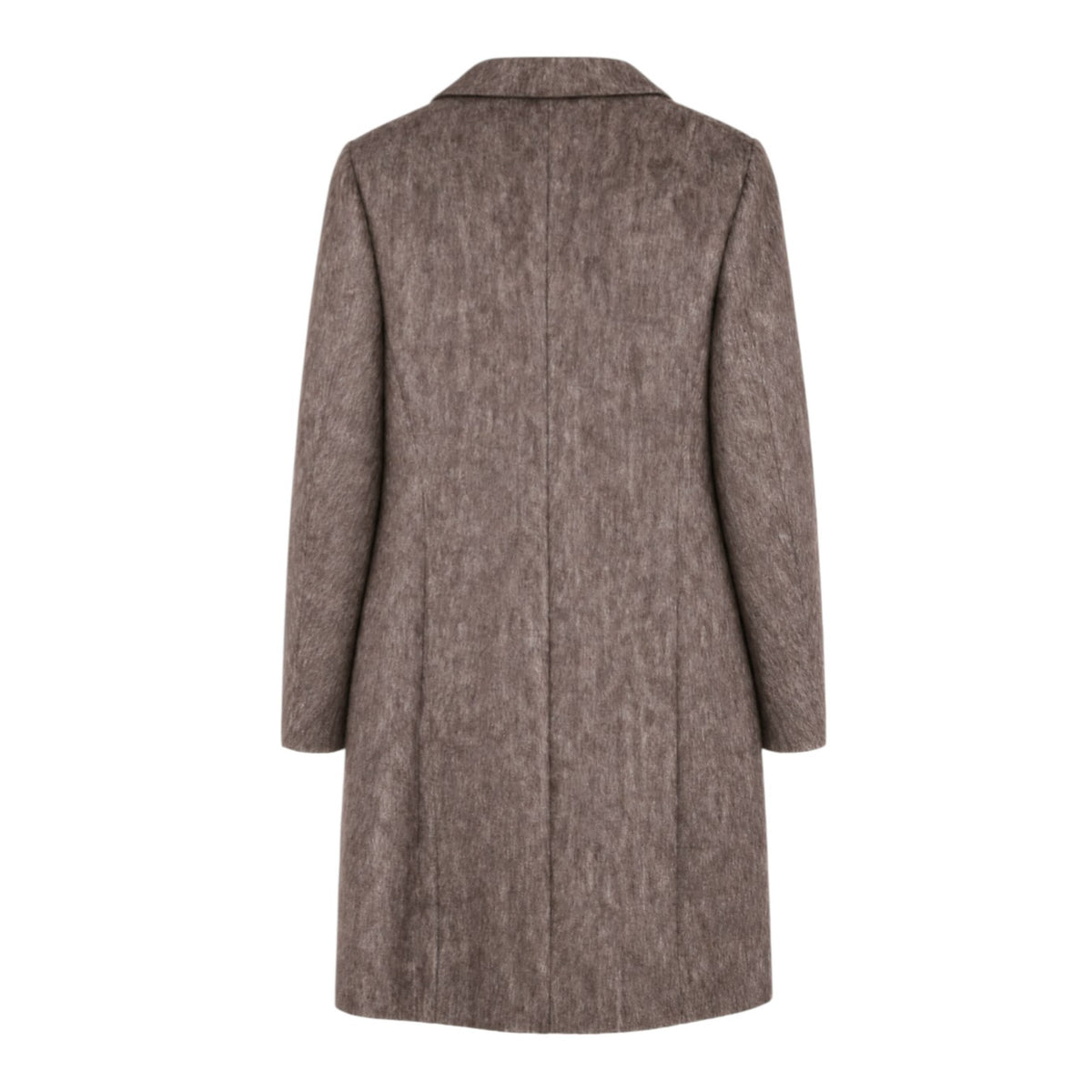 JIL SANDER BROWN MOHAIR HERRINGBONE LONG COAT - SIZE 38