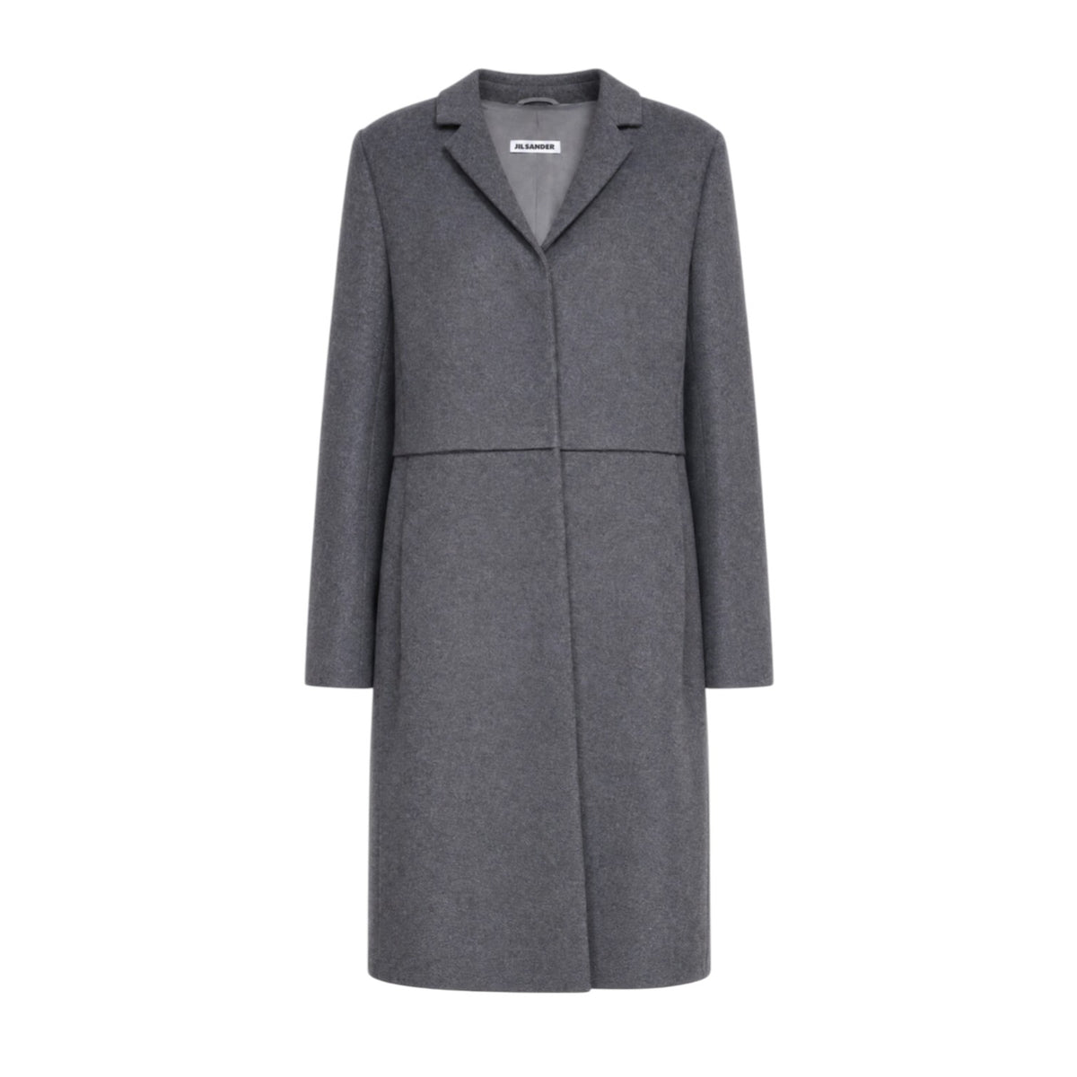 JIL SANDER GREY LONG COAT - SIZE 38
