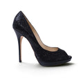 JIMMY CHOO BLACK HIGH HEEL PEEP TOE  WITH PLATFORM DETAIL - SIZE 39.5