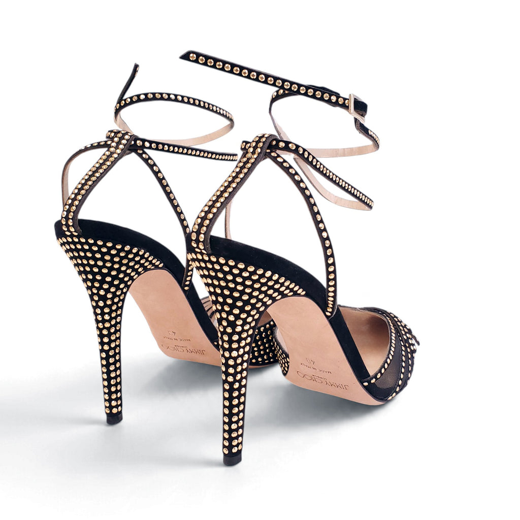 JIMMY CHOO BLACK STUDDED HEELS - SIZE 40