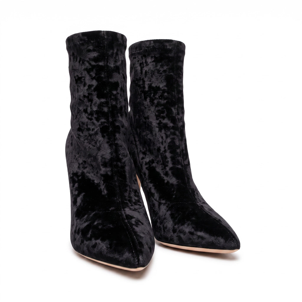 JIMMY CHOO BLACK VELVET BOOTIES - SIZE 38