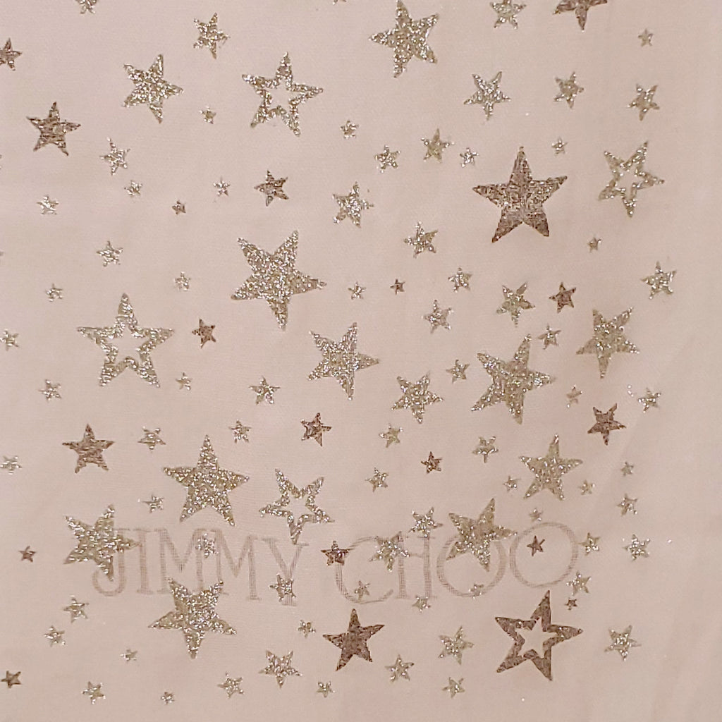 JIMMY CHOO FINE BLUSH PINK STAR METALLIC SCARF