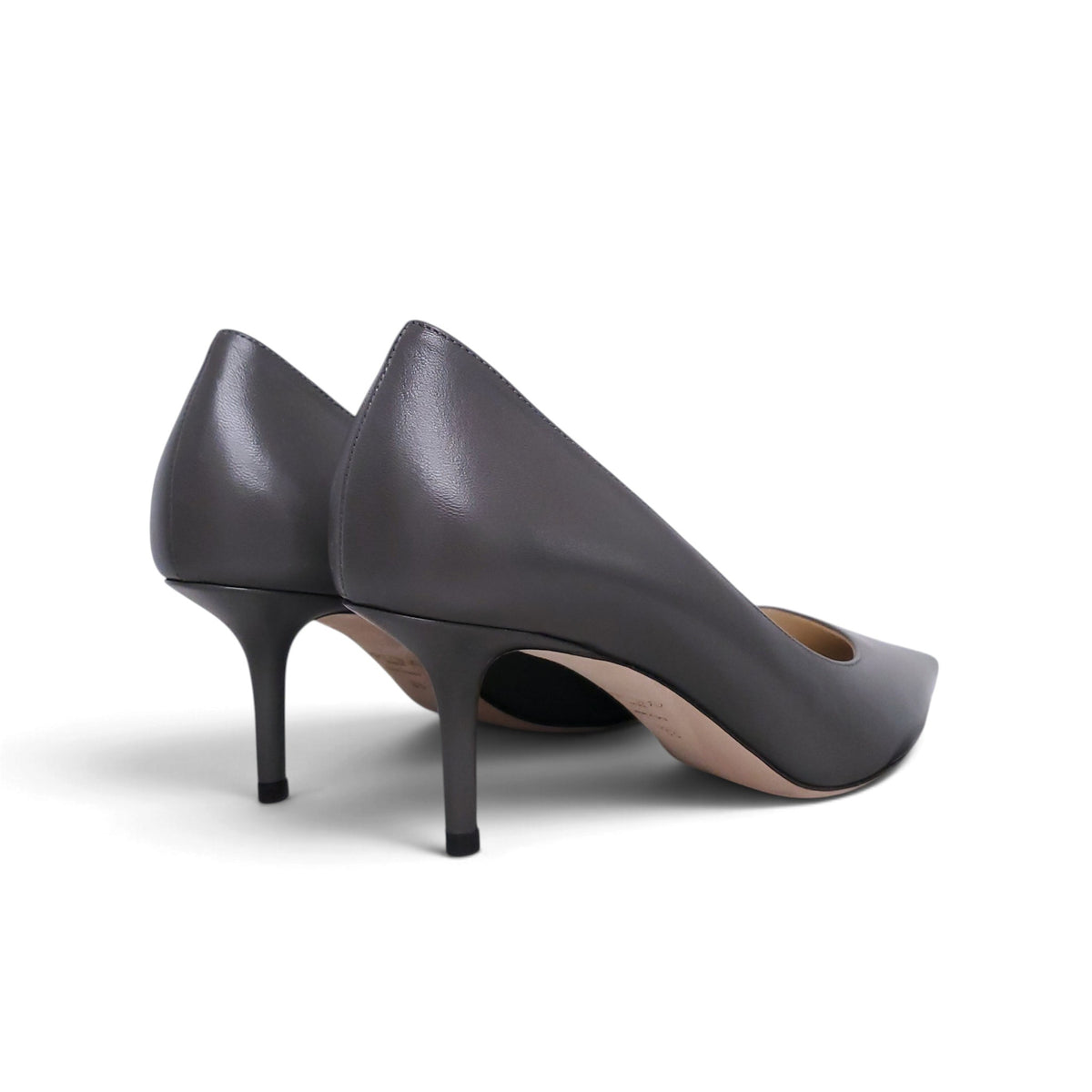 JIMMY CHOO GREY KITTEN HEELS - SIZE 38
