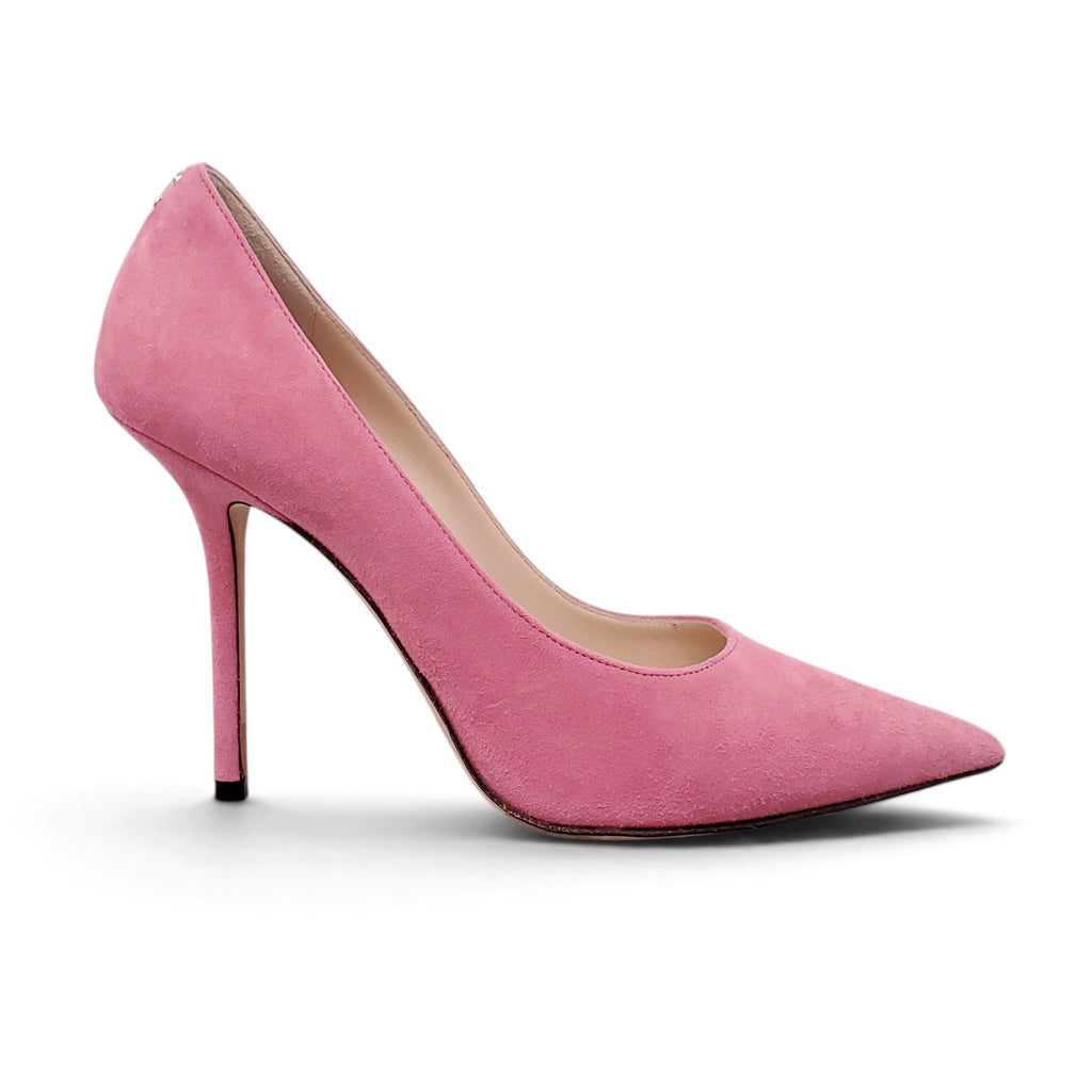 JIMMY CHOO PINK SUEDE HEELS - SIZE 38