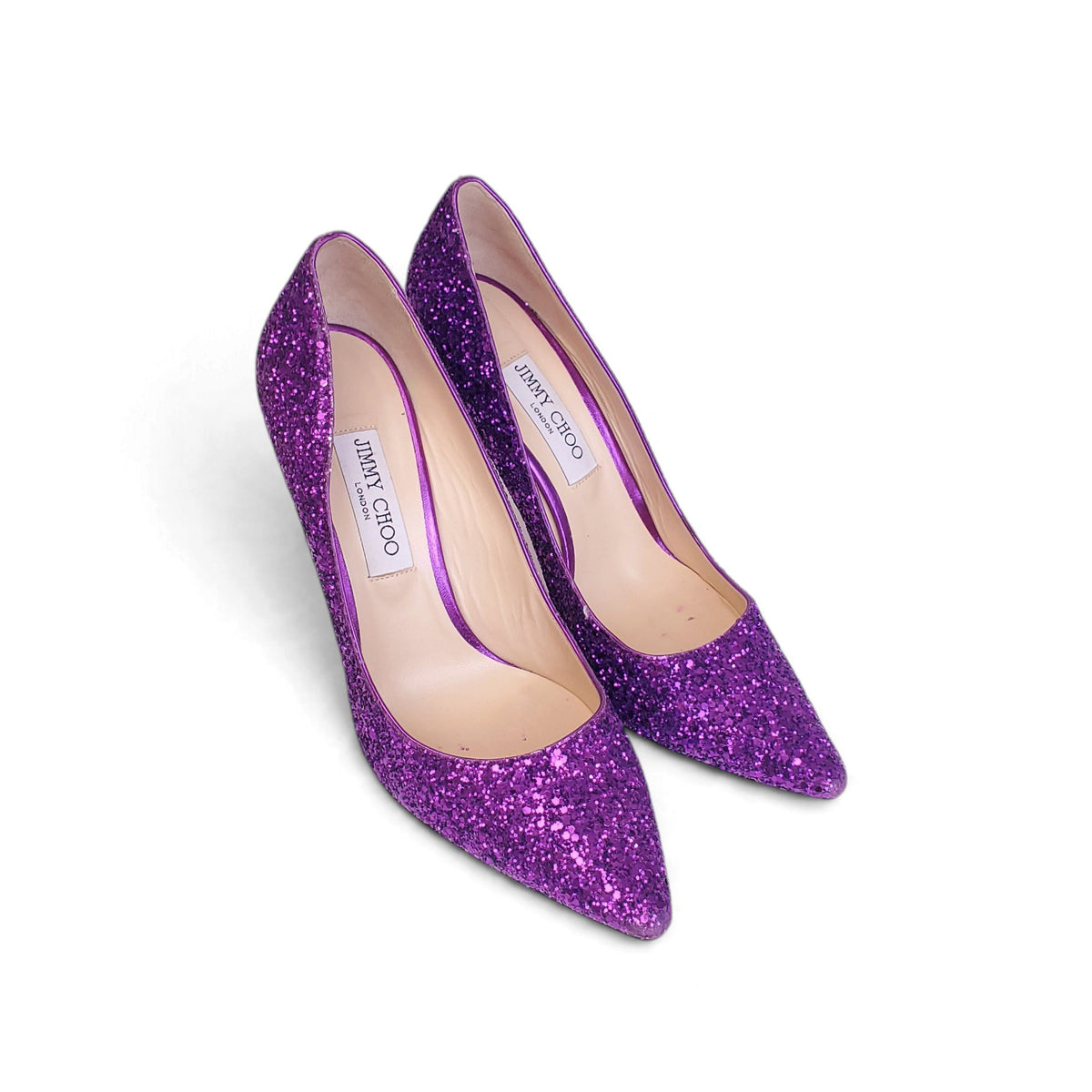 JIMMY CHOO PURPLE SEQUIN HEELS - SIZE 40