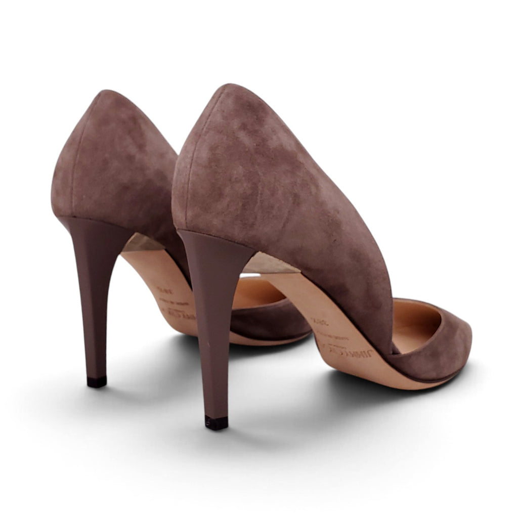 JIMMY CHOO TAUPE SUEDE PUMPS - SIZE 38.5
