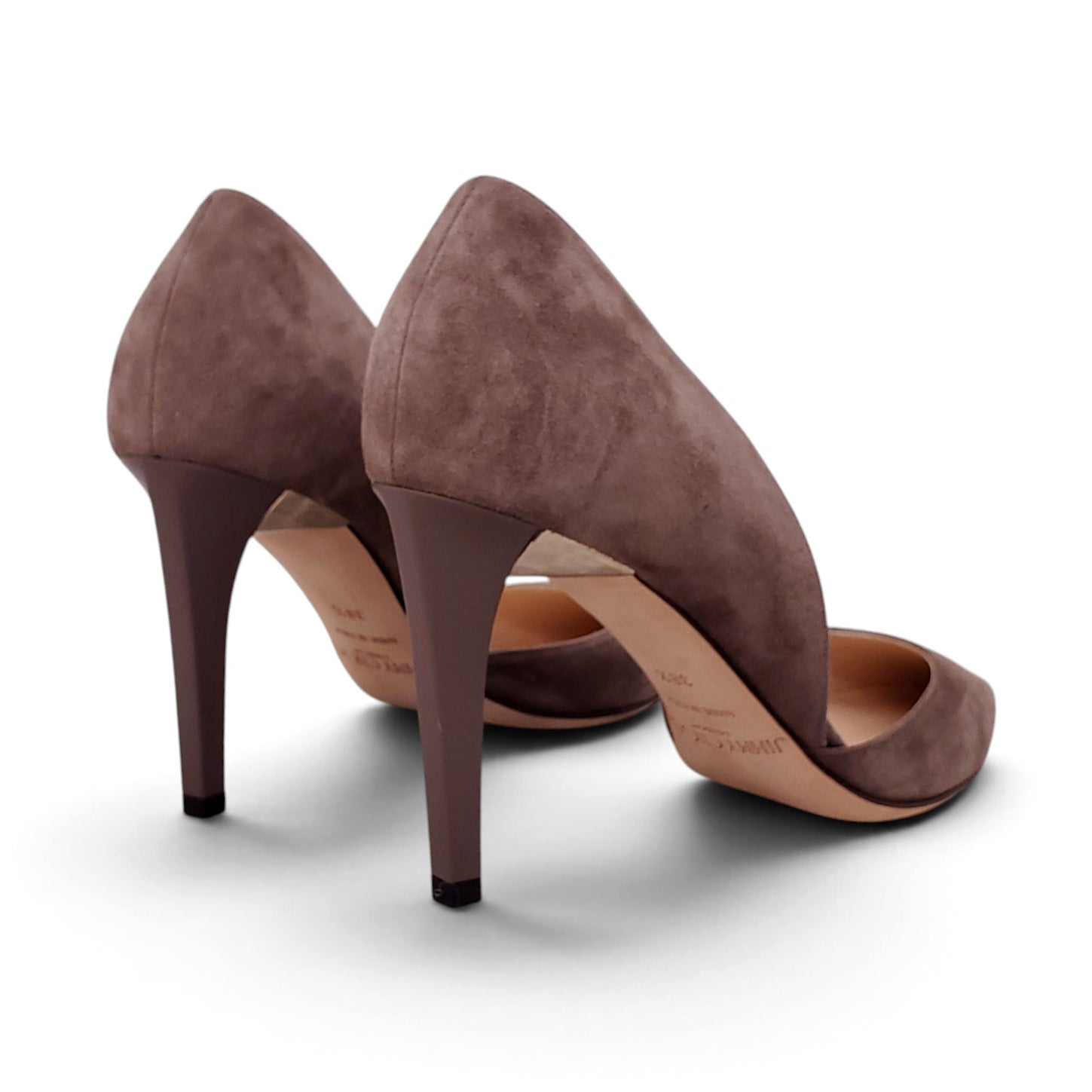 JIMMY CHOO TAUPE SUEDE PUMPS - SIZE 38.5