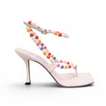 JIMMY CHOO WHITE AMIRAL 90 EMBELLISHED LEATHER SANDALS - SIZE 41