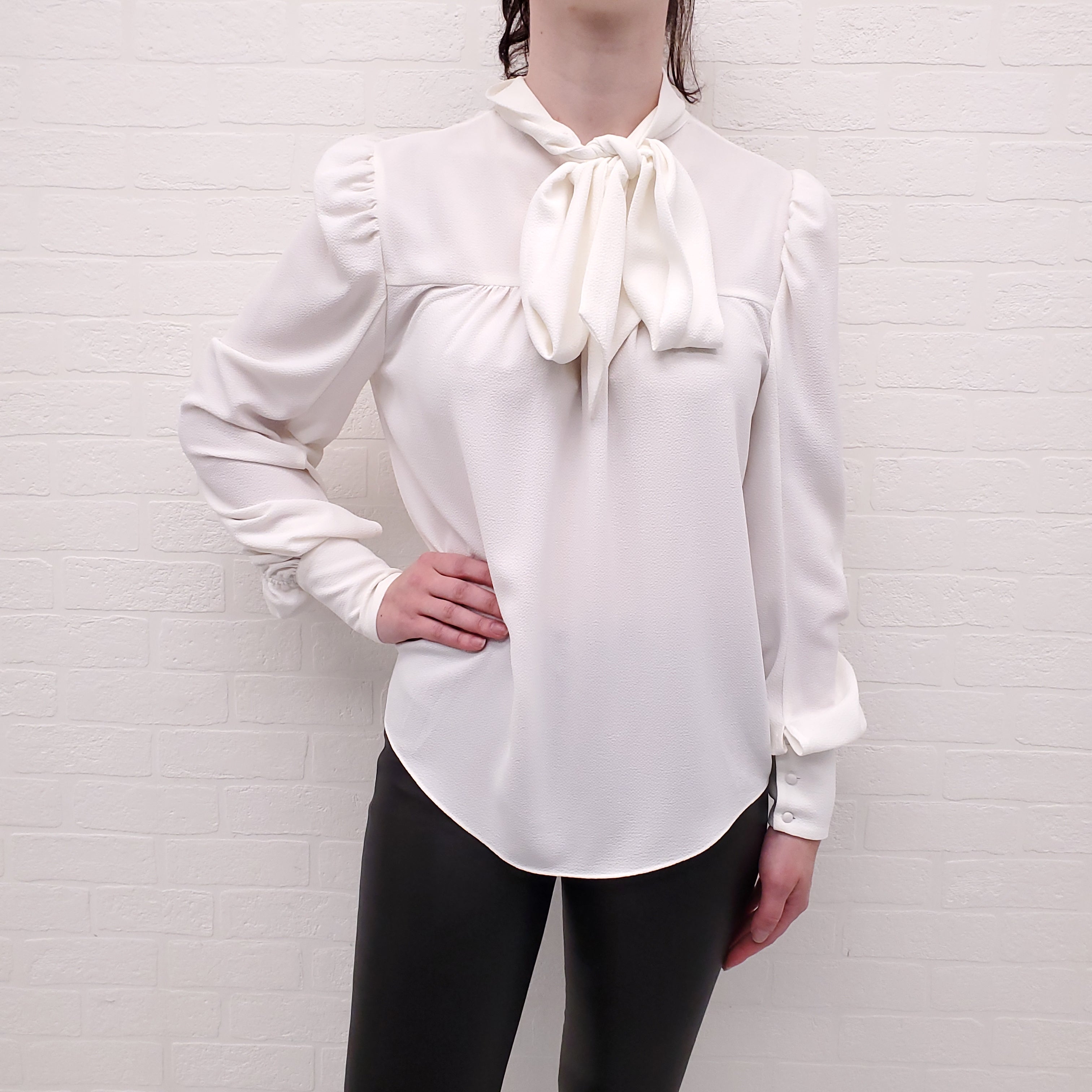 JOIE CREAM BLOUSE WITH TIE - SIZE M