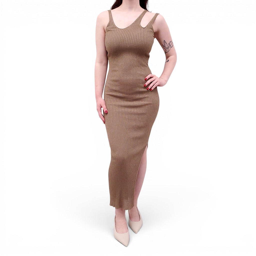 JONATHAN SIMKHAI BRONZE METALLIC MAXI DRESS - SIZE XS