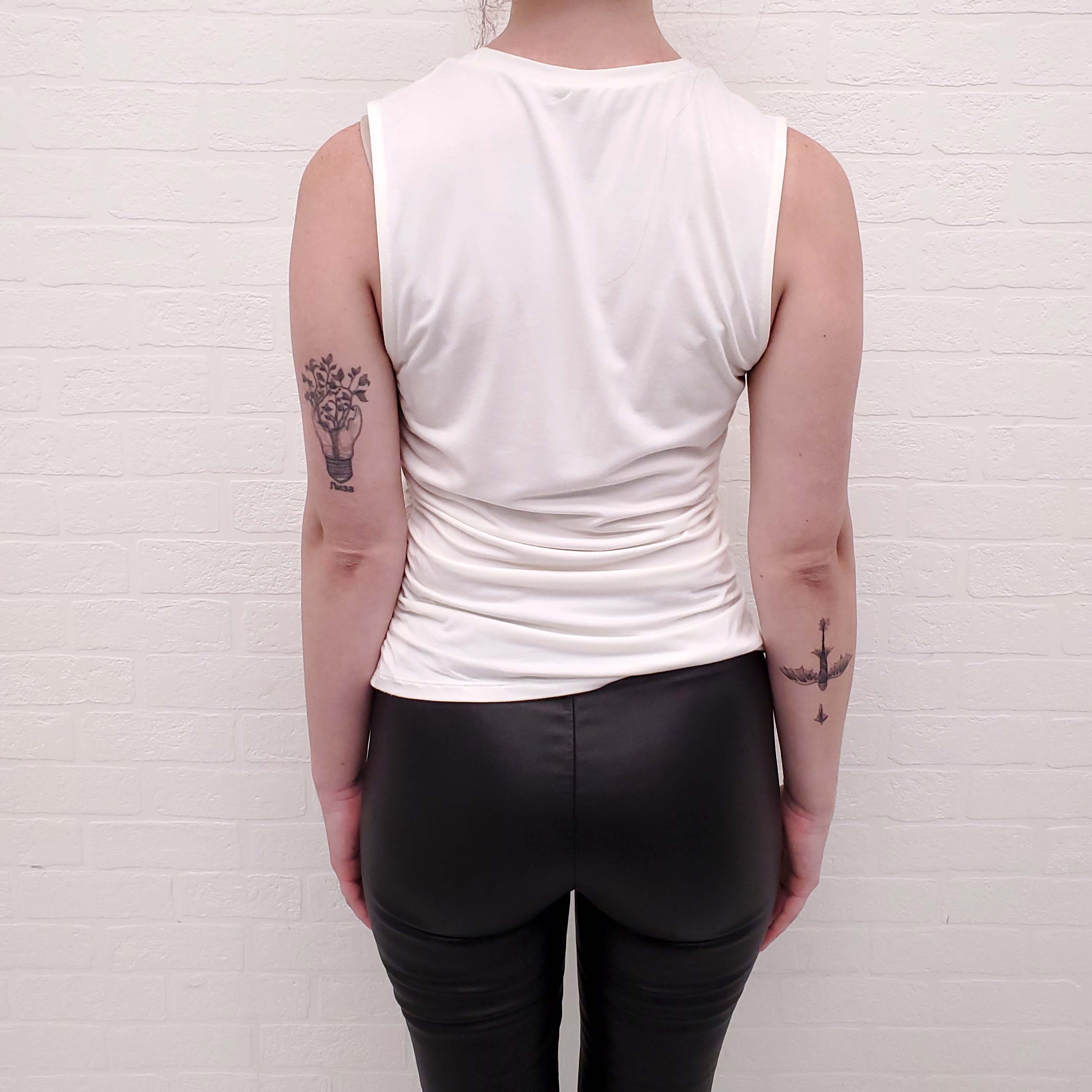 JONATHAN SIMKHAI CREAM ROUCHED TOP - SIZE L