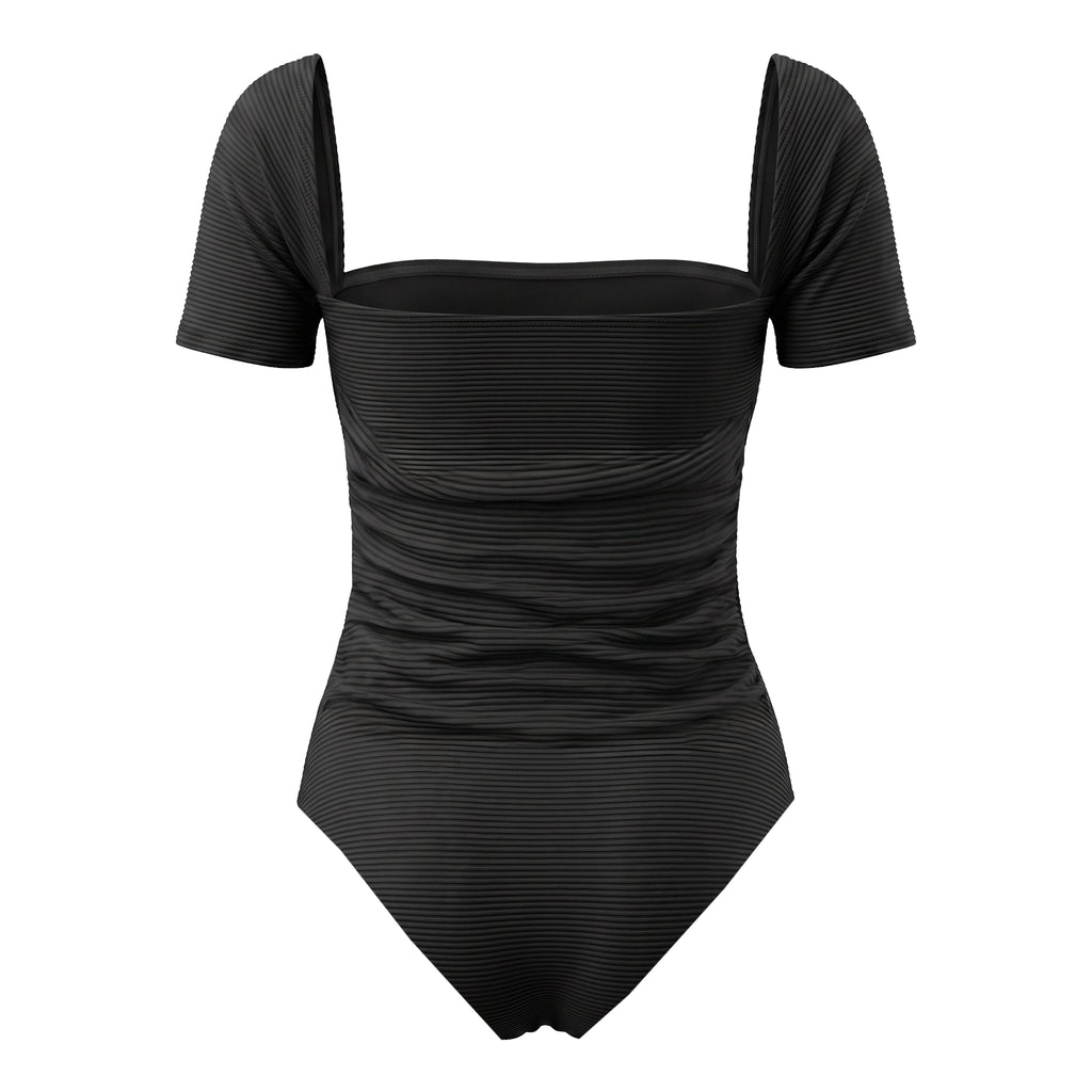 JONATHAN SIMKHAI RUCHED BLACK BATHING SUIT - SIZE XS