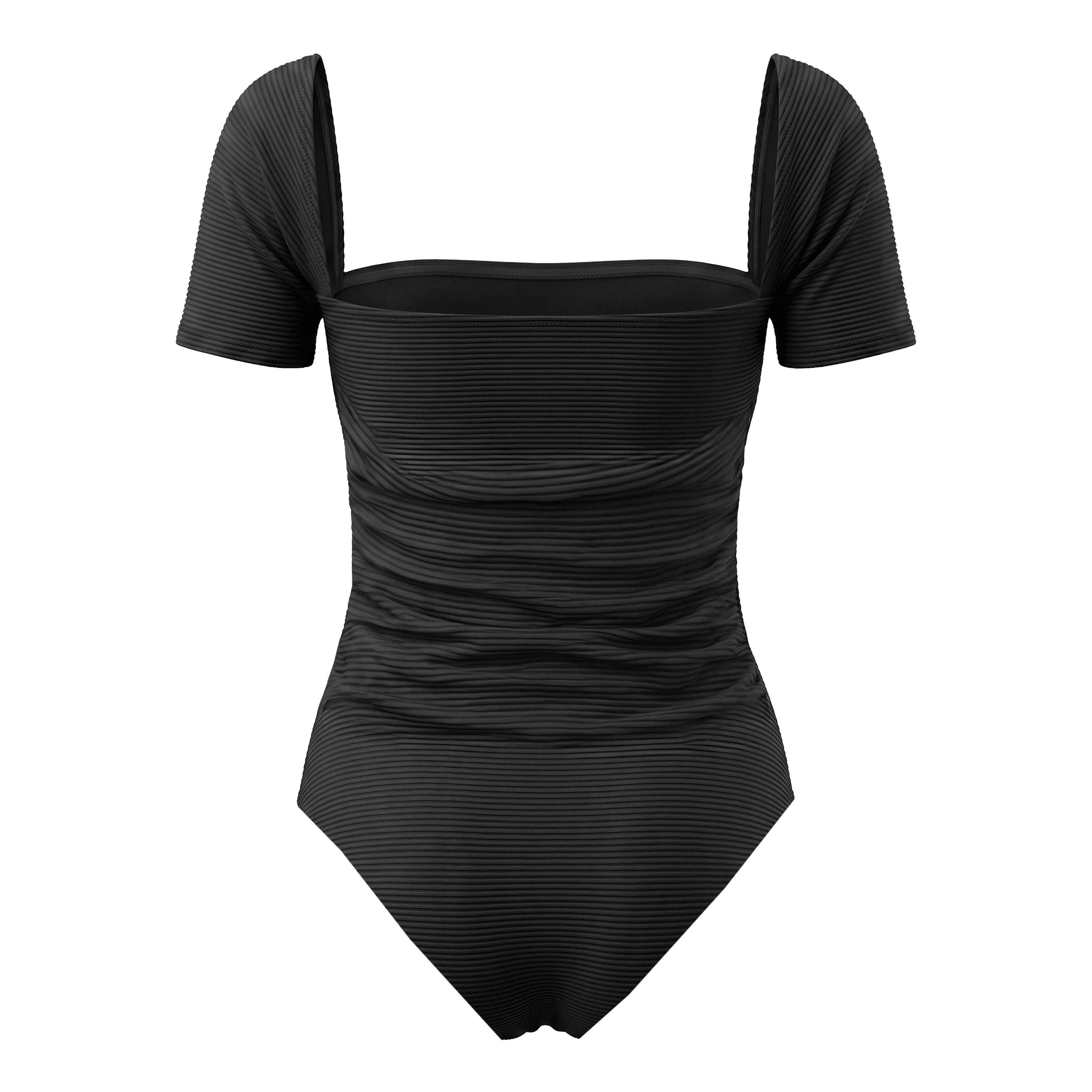 JONATHAN SIMKHAI RUCHED BLACK BATHING SUIT - SIZE XS
