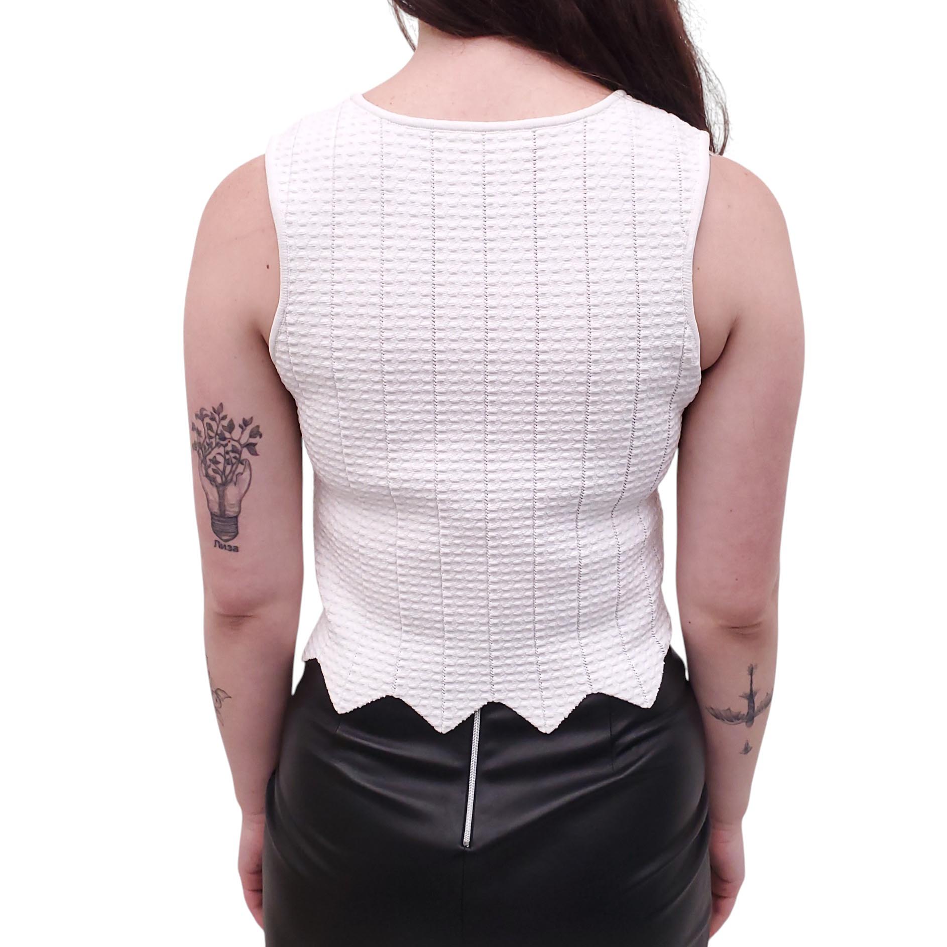 JONATHAN SIMKHAI WHITE CROPPED KNIT TOP - SIZE S