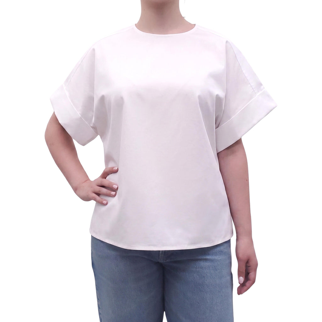 JOSEPH WHITE COTTON BLOUSE - SIZE 42