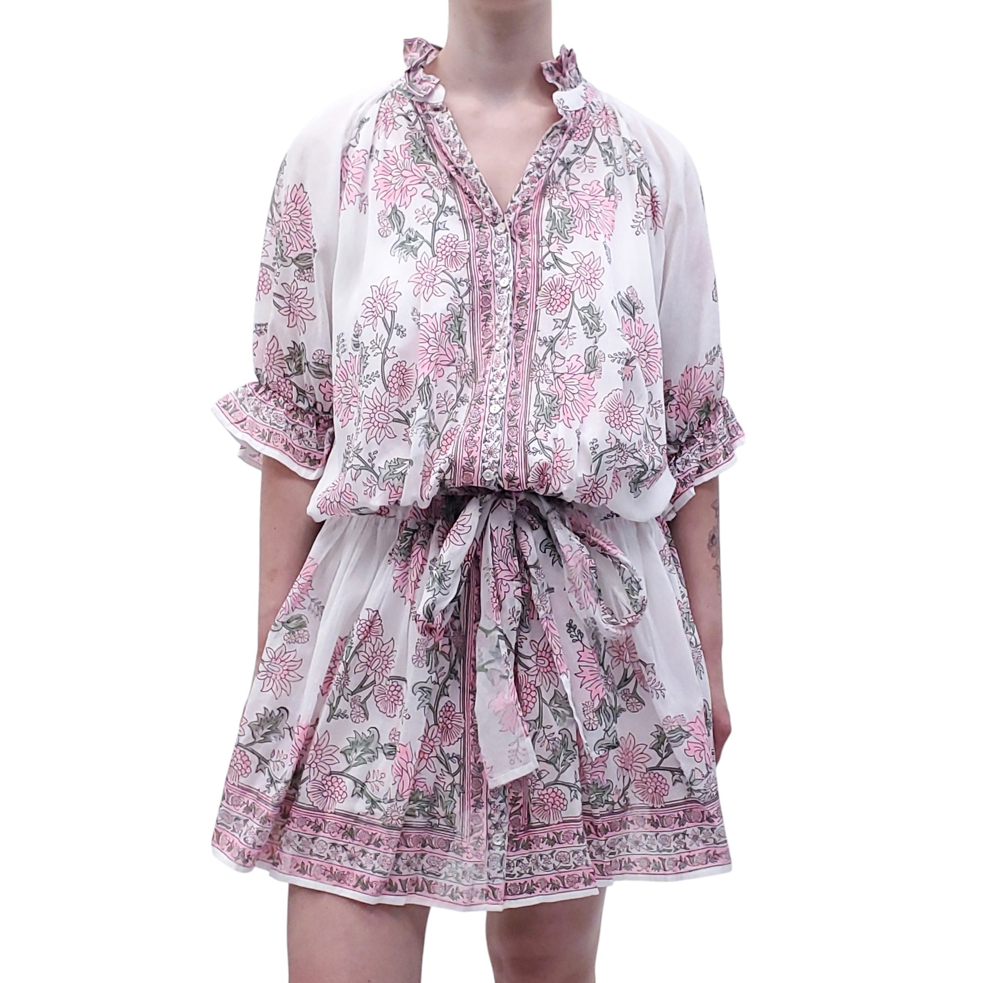 JULIET DUNN FLORAL PATTERNED DRESS - SIZE 3 (M/L)