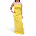 KAUFMANFRANCO YELLOW GOWN WITH SILVER BEADED DETAIL - SIZE 6