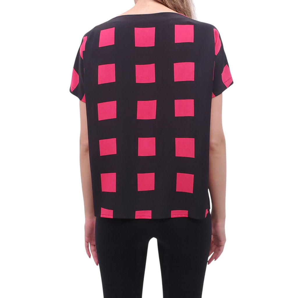 KENZO BLACK AND HOT PINK SEQUIN TOP - SIZE 34