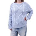 KHAITE BLUE CASHMERE CABLE KNIT SWEATER - SIZE S