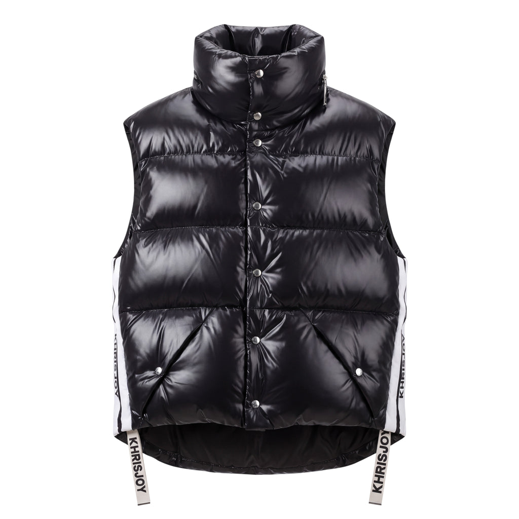 KHRIS JOY BLACK PUFFER VEST - SIZE 00 (OVERSIZED)