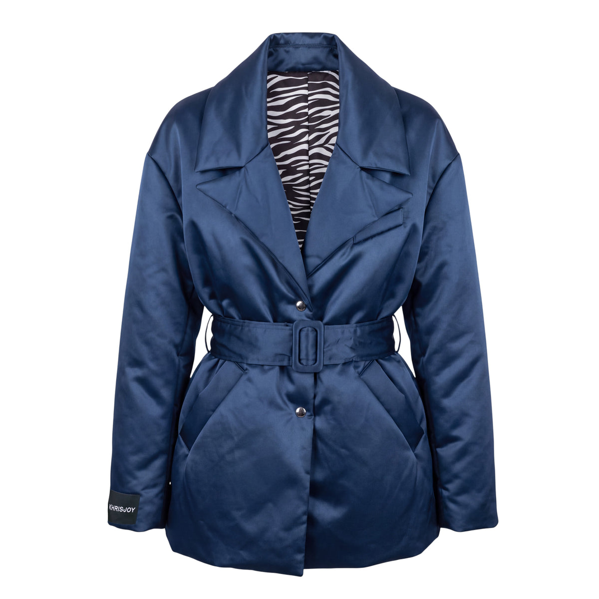 KHRISJOY SHORT BLUE DOWN JACKET WITH BELT - SIZE 01