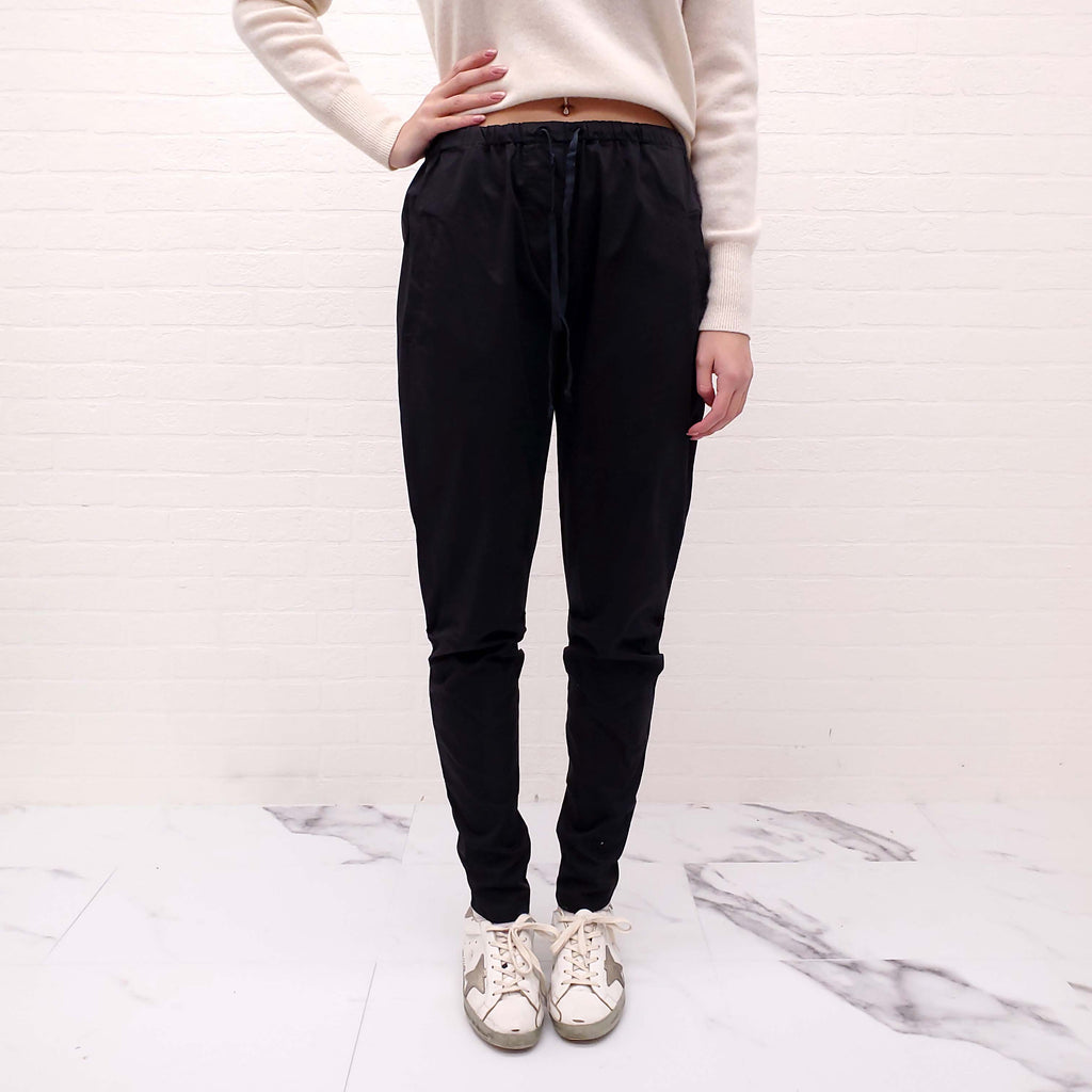 KRISTENSEN DU NORD BLACK COTTON PANTS WITH ELASTIC WAIST - SIZE 3/L