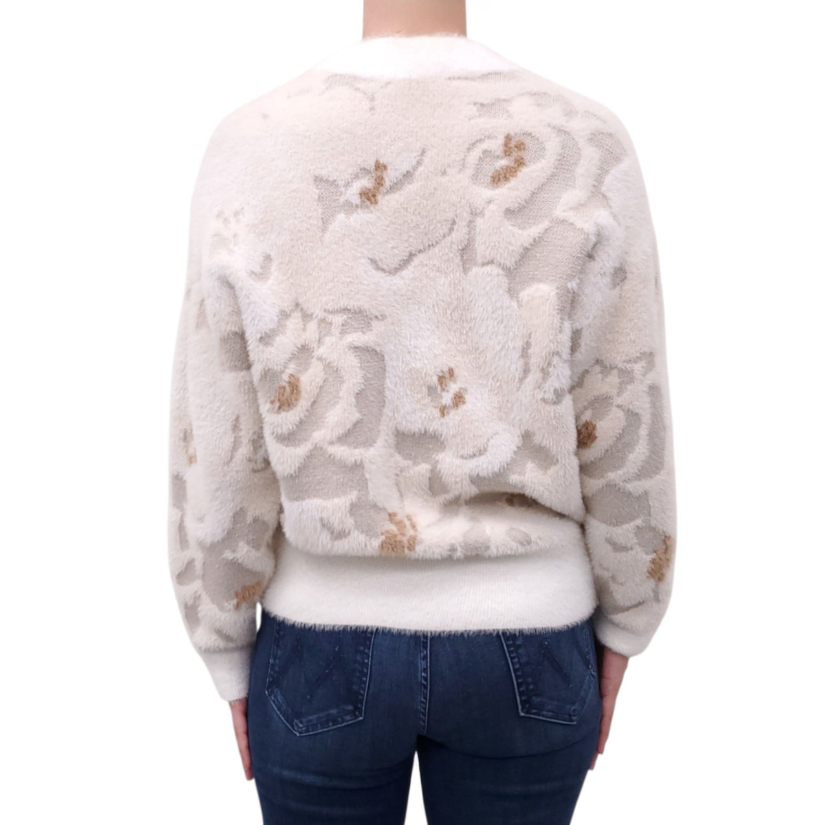 LACOSTE FLORAL GOLD AND CREAM CARDIGAN - SIZE 0