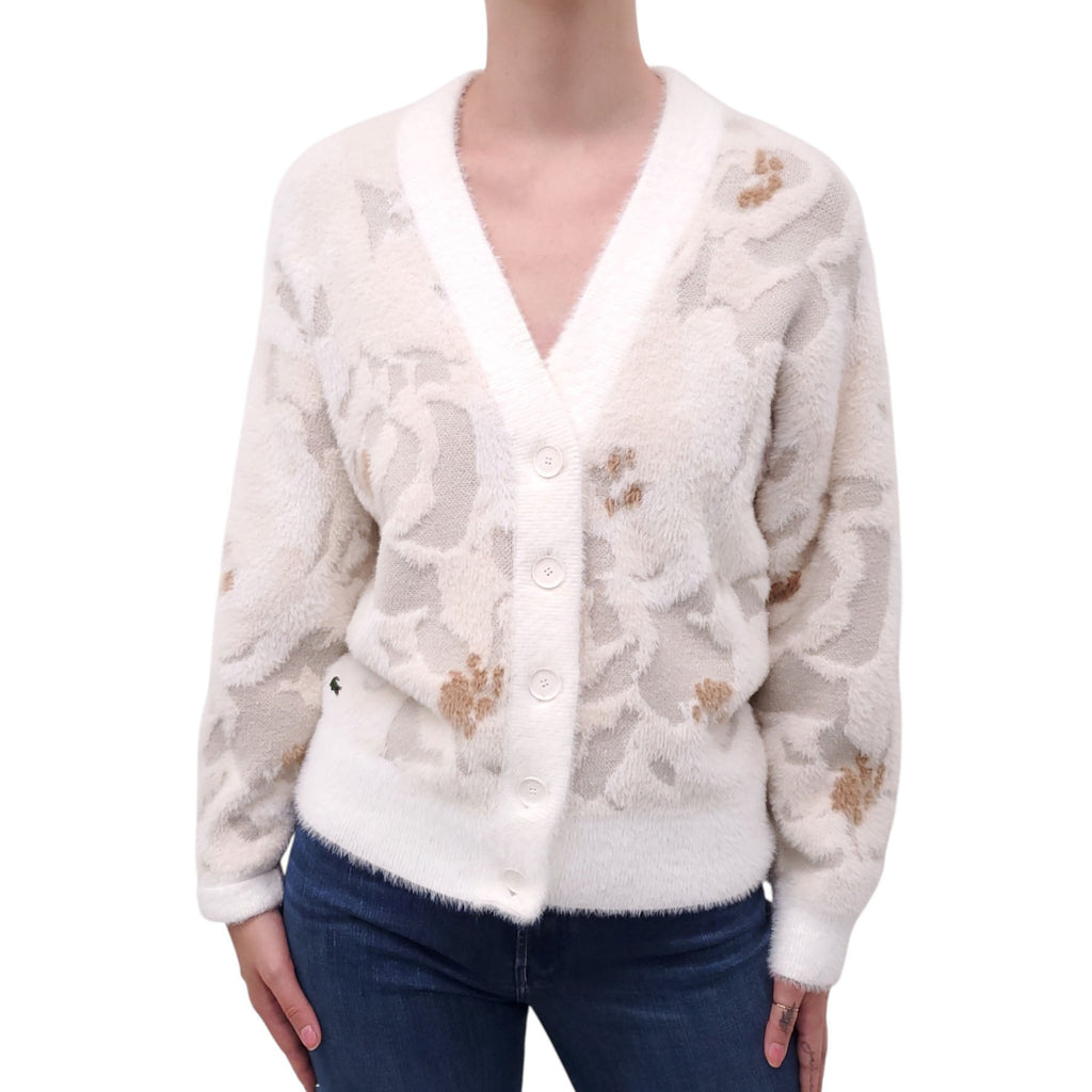 LACOSTE FLORAL GOLD AND CREAM CARDIGAN - SIZE 0