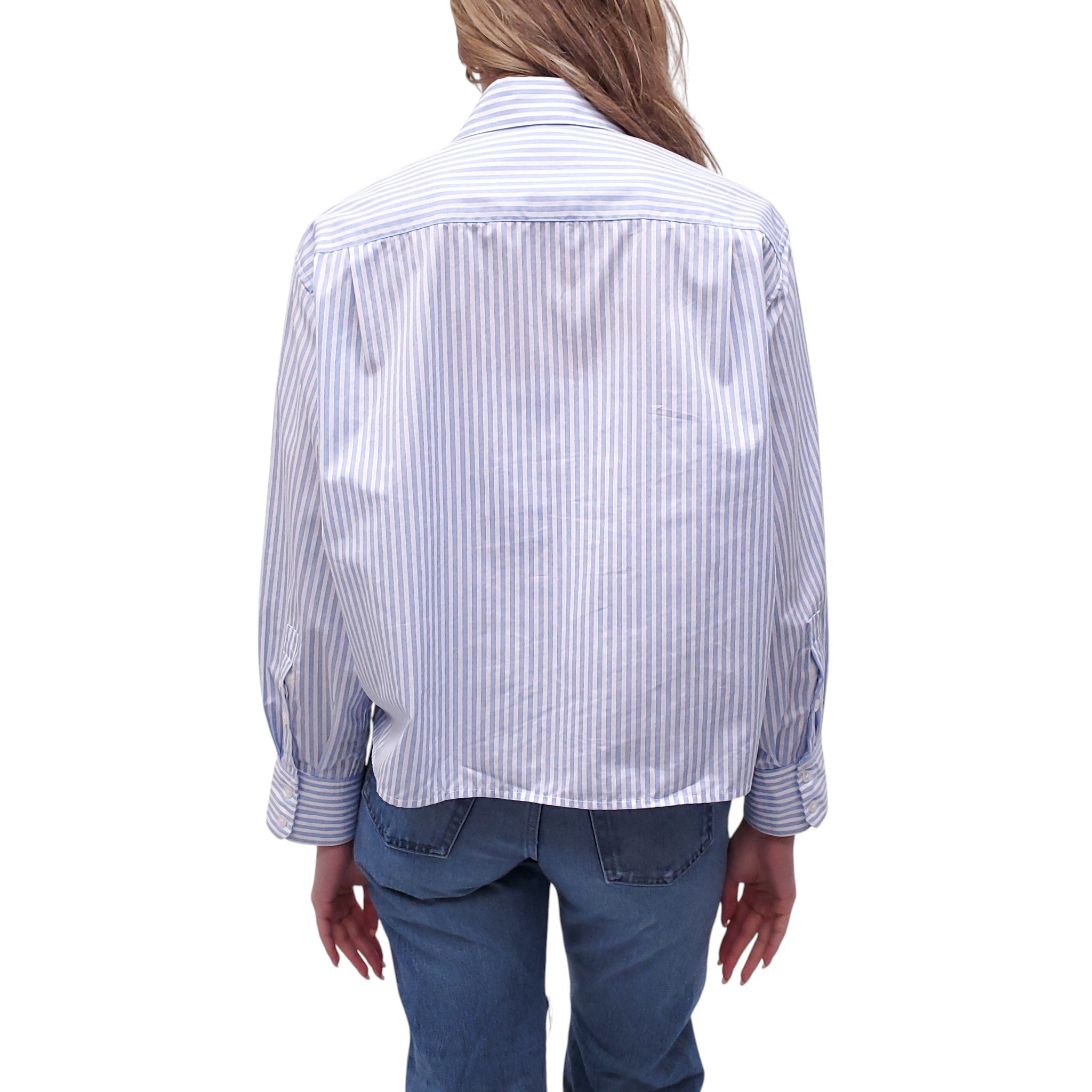 LA LIGNE WHITE AND LIGHT BLUE STRIPED BLOUSE - SIZE M