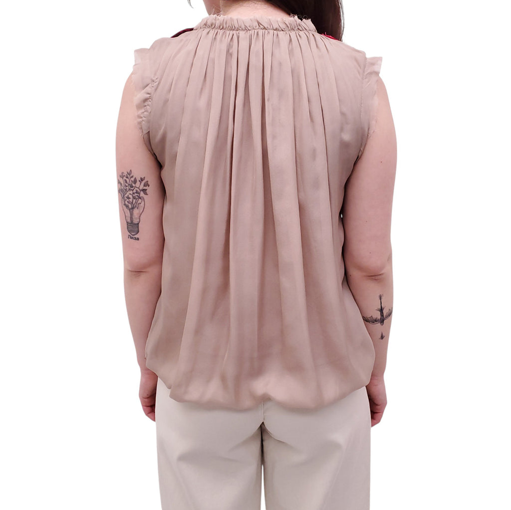 LANVIN BUBBLE BLOUSE WITH FLORAL DETAIL - SIZE S