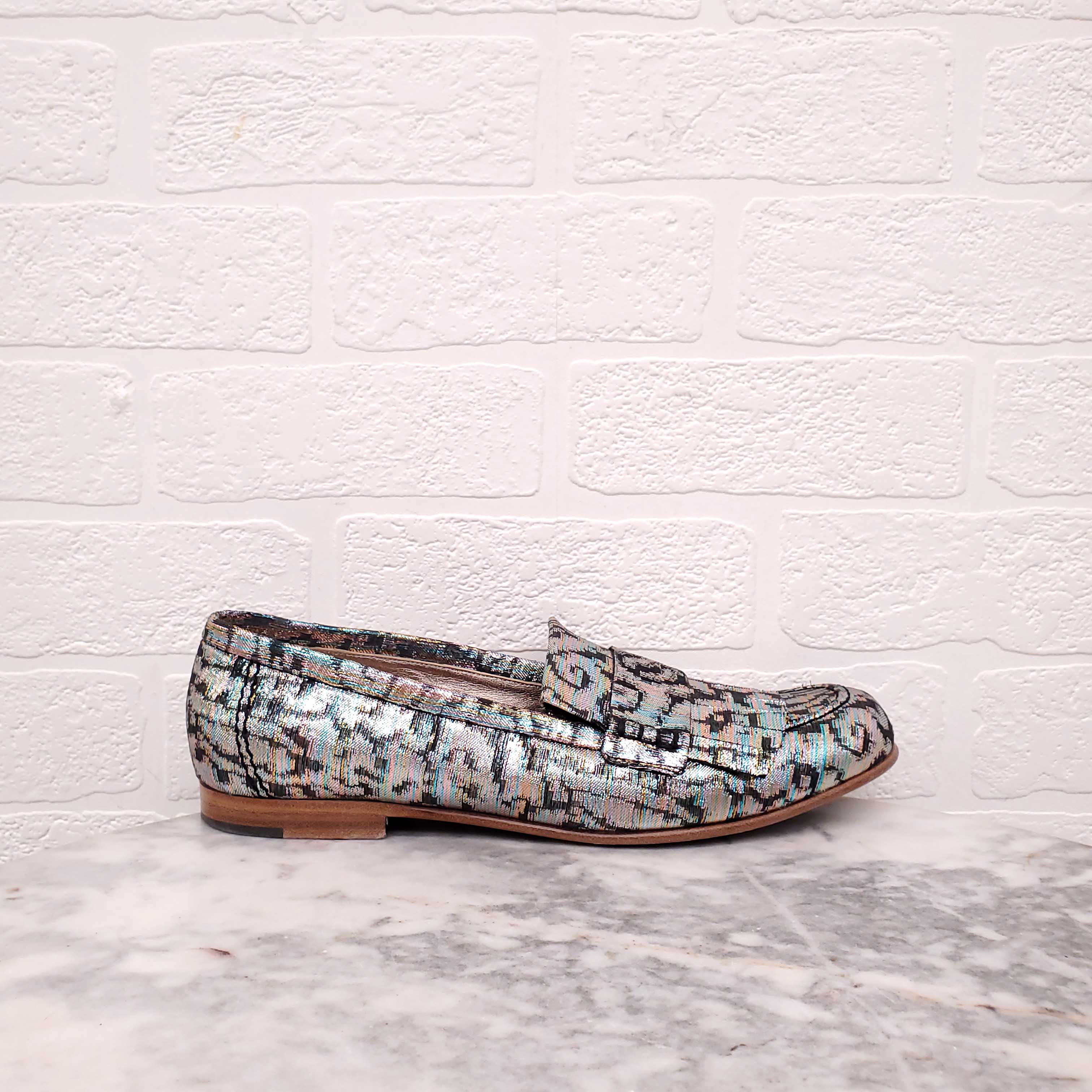 LANVIN METALLIC LOAFERS - SIZE 40