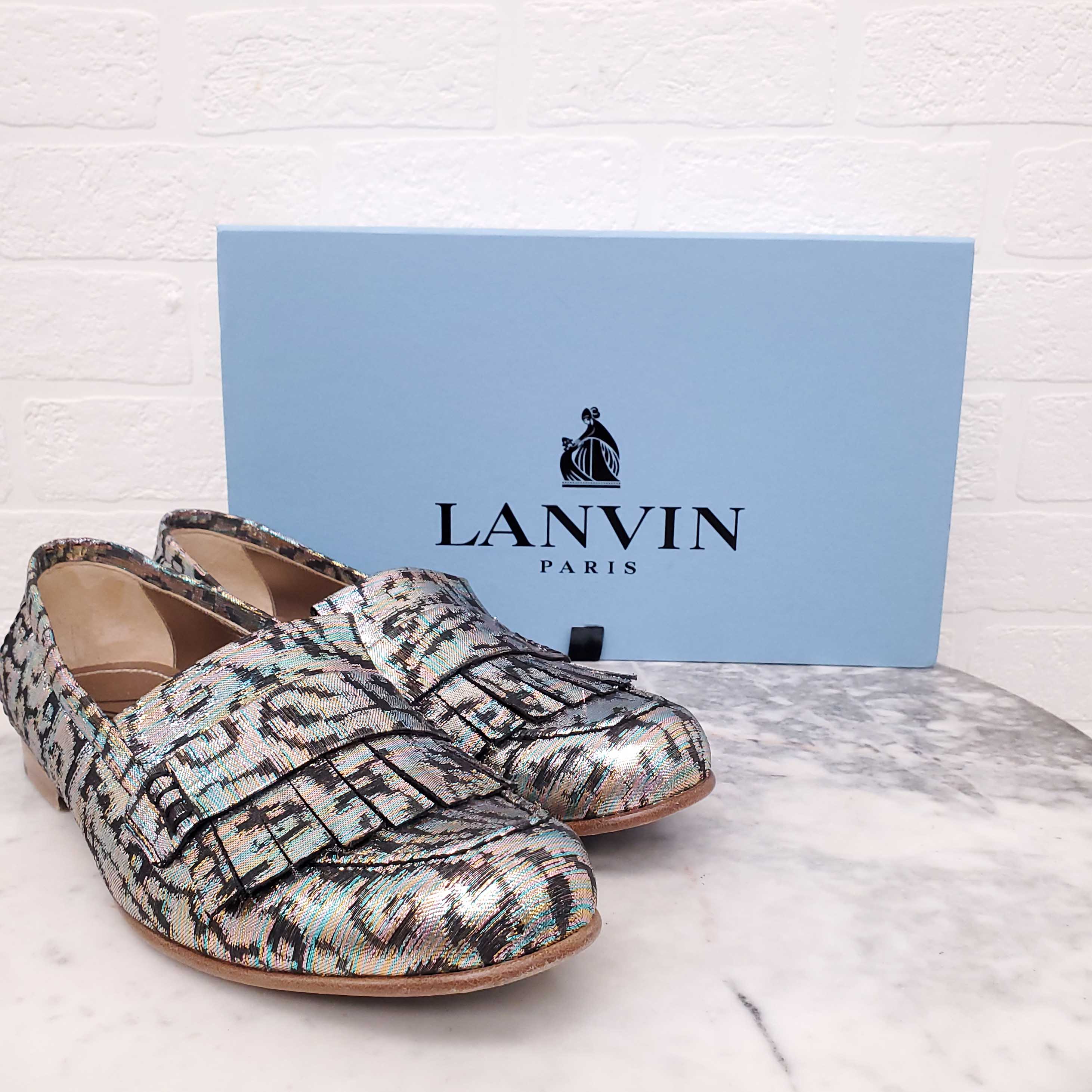 LANVIN METALLIC LOAFERS - SIZE 40
